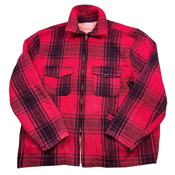 Vintage Melton buffalo plaid 1960s wool hunting jacket - Picture 1 of 6